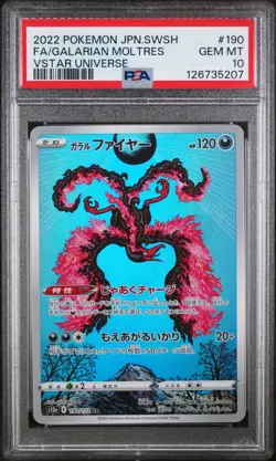 PSA 10 Galarian Moltres AR 190/172 S12a VSTAR Universe Pokemon Card - Image 1