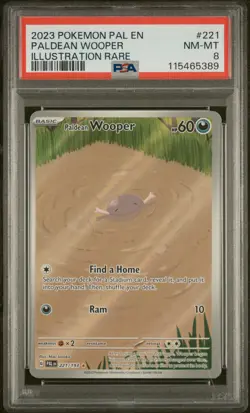 2023 POKEMON PAL EN-PALDEA EVOLVED ILLUSTRATION RARE #221 PALDEAN WOOPER PSA 8 - Image 1