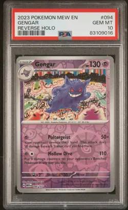 2023 POKEMON MEW EN-151 REVERSE HOLO #094 GENGAR PSA 10 - Image 1