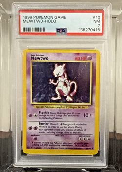 Mewtwo Base Set #10/102 Pokemon TCG 1999 Holo Unlimited Rare - PSA 7 Near Mint - Image 1