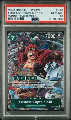 2023 ONE PIECE #013 EUSTASS "CAPTAIN" KID WINNER PACK VOL.5 PSA 10 GEM MINT - Image 1