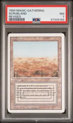 MTG Magic The Gathering Dual Lands Revised Scrubland PSA NM 7 - Image 1
