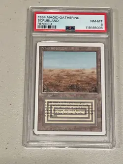 1994 MTG Revised PERFECTLY CENTERED Scrubland Dual Land PSA 8 NM-Mt RARE - Image 1