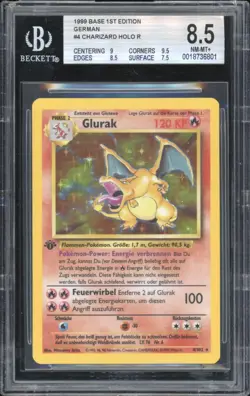 1999 Pokemon GERMAN 1st Edition Base Set Glurak-Charizard Holo 4/102 BGS 8.5 #2 - Image 1