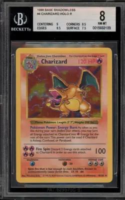 Pokemon Charizard Base Set Shadowless Holo Rare #4 BGS 8 - Image 1