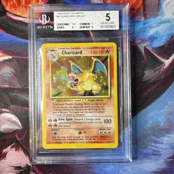 1999 Pokemon Base Set Unlimited #4 Charizard Holo R BGS 5 Excellent - Image 1