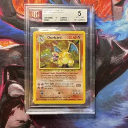 1999 Pokemon Base Set Unlimited #4 Charizard Holo R BGS 5 Excellent - Image 3