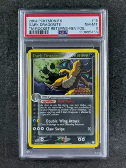 2004 Pokemon DARK DRAGONITE 15/109 EX Team Rocket Returns Reverse Holo ENG PSA 8 - Image 1