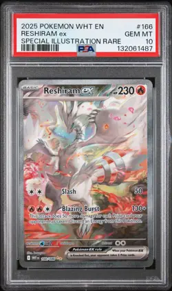 2025 Pokemon White Flare WHT Reshiram Ex Special Illustration Rare #166 PSA 10 - Image 1