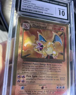CGC 10 Gem Mint Charizard 4/102 Celebrations UPC Gold Metal Pokemon Card - Image 3