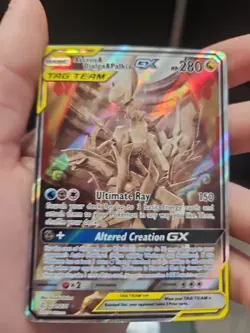 Pokemon TCG Arceus & Dialga & Palkia GX Holo Card 156/236 Wooden - Image 2