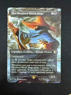 The Destined Black Mage (BORDERLESS) - Final Fantasy (MTG) NM - Image 1