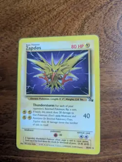 Zapdos Fossil Set 30/62 Excellent Rare Non Holo Pokemon Card 1999. LP. - Image 1