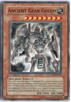 Yugioh - Ancient Gear Golem SD10-EN012 1st Edition - Structure Deck: Machine Re- - Image 1