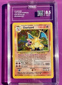 1999 Pokemon Base Set 4/102 Charizard Holo TAG 8.5 Very Nice Card!! - Image 1