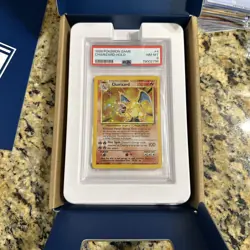 1999 Pokemon TCG Charizard Base Set Holo Unlimited Rare Card 4/102 PSA 8 NM-MT - Image 1