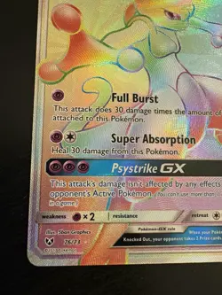 Secret Rare Rainbow Mewtwo GX 76/73 Pokemon TCG - Shining Legends NM - Image 3