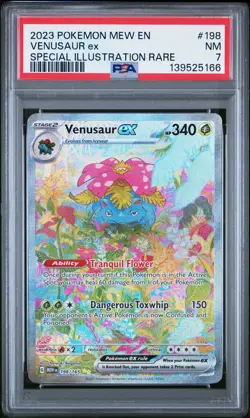 2023 POKEMON MEW EN-151 SPECIAL ILLUSTRATION RARE #198 VENUSAUR EX PSA 7 - Image 1