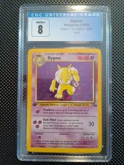 Pokemon TCG Hypno 8/62 Fossil Set Holo Rare 1st Edition CGC 8 - Image 1
