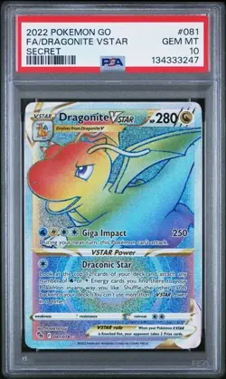 2022 Dragonite Vstar 081/078 Full Art Rainbow Secret Rare Pokemon GO PSA 10 - Image 1