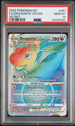2022 POKEMON GO SECRET #081 FULL ART/DRAGONITE VSTAR PSA 10 - Image 1