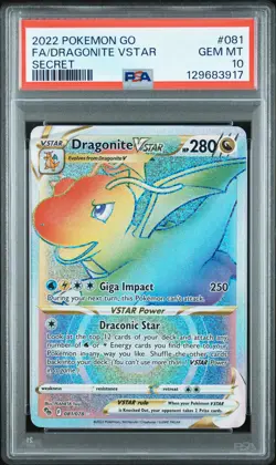 2022 POKEMON GO SECRET #081 FULL ART/DRAGONITE VSTAR PSA 10 - Image 1