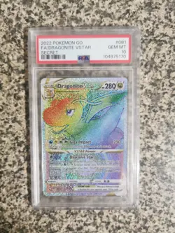PSA 10 Dragonite Vstar Pokemon GO Secret Rare Full Art 081/078 2022 Gem Mint - Image 1