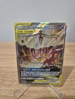 Pokemon TCG Espeon & Deoxys GX SM240 Pokemon Sun and Moon Promo Tag Team - Image 1