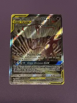 Pokemon TCG Espeon & Deoxys GX SM240 Pokemon Sun and Moon Promo Tag Team! - Image 1