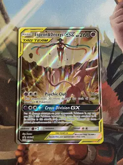 NM Espeon & Deoxys GX SM240 Tag Team Promo Alternate Art Pokemon TCG - Image 1