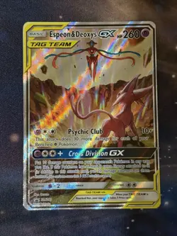 Espeon & Deoxys GX SM240 Tag Team Black Star Promo Sun & Moon Pokemon TCG - Image 1