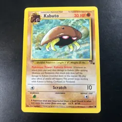 Kabuto 50/62 Original Fossil Set Pokemon Card 1999 WOTC TCG NON HOLO - Image 1