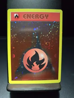 Pokemon Fire Energy WOTC 2002 Energize League Promo Reverse Holo Swirl LP/NM - Image 1