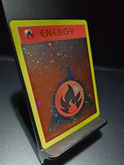 Pokemon Fire Energy WOTC 2002 Energize League Promo Reverse Holo Swirl LP/NM - Image 2