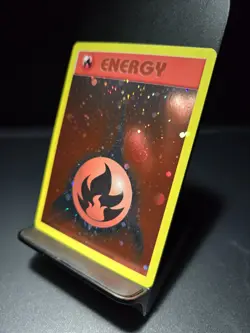 Pokemon Fire Energy WOTC 2002 Energize League Promo Reverse Holo Swirl LP/NM - Image 3