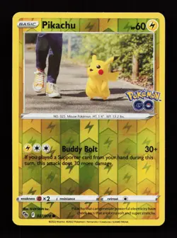 Pikachu 027/078 Reverse Holo Common Pokemon GO Pokemon Card - Image 1