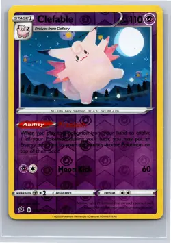 Clefable 075/192 Reverse Holo Rare Pokemon Rebel Clash Lightly played - Image 1