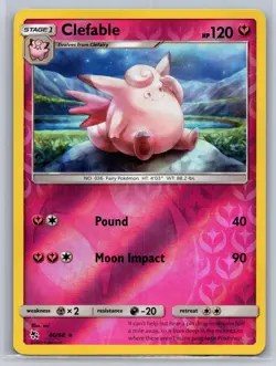 Clefable 40/68 Rare Reverse Holo Pokemon Hidden Fates Near Mint or Better - Image 1