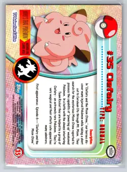 Clefairy #35 Pokemon Topps Blue Logo 1st Ed. TV Animation Edition MP - Image 2