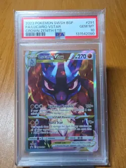2023 Pokemon Lucario VSTAR Crown Zenith ETB Full Art Promo SWSH291 PSA 10 - Image 1