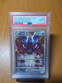 2023 Pokemon Lucario VSTAR Crown Zenith ETB Full Art Promo SWSH291 PSA 10 - Image 3