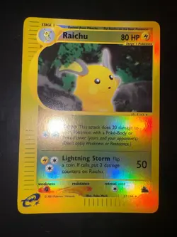 Pokemon Card Raichu Skyridge Set 27/144 Reverse Holo Eng NEAR MINT - Image 1