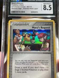 CGC 8.5 INVERTED HOLO ERROR Mary's Request #86 Unseen Forces Reverse Pokemon - Image 2