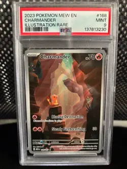 2023 POKEMON MEW EN-151 ILLUSTRATION RARE #168 CHARMANDER PSA 9 - Image 1