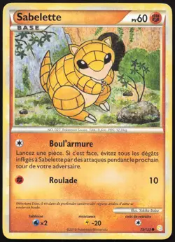 Carte Pokemon Sabelette 79/123 HeartGold SoulSilver Francais - Image 1