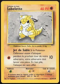 Carte Pokemon Sabelette 62/102 Set de base Francais - Image 1