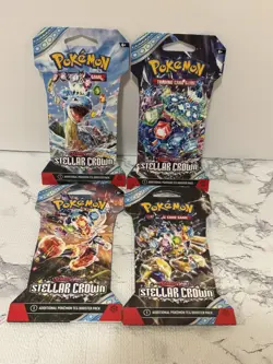 Pokemon TCG: STELLAR CROWN Scarlet & Violet Sleeved Booster Bundle 4 Arts - Image 1