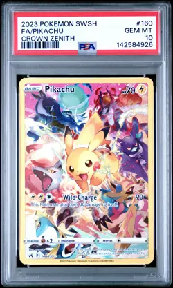 2023 POKEMON SWORD & SHIELD CROWN ZENITH #160 FULL ART/PIKACHU PSA 10 - Image 1