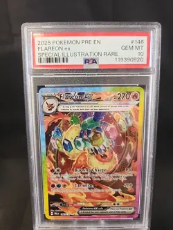 FLAREON EX #146 2025 POKEMON PRE EN-PRISMATIC EVOLUTIONS - PSA 10 - Image 3