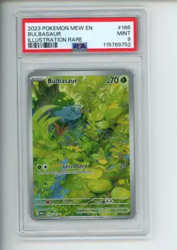 2023 Pokemon 151 EN Bulbasaur 166/165 Illustration Rare PSA 9 MINT - Image 1
